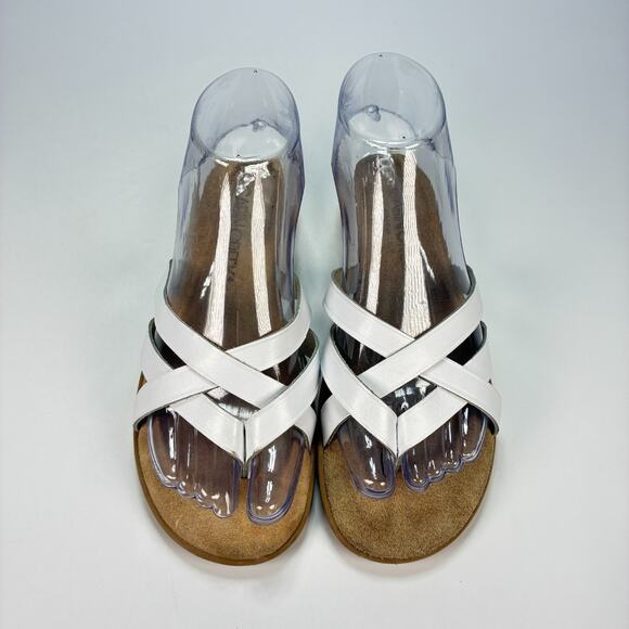 Cabin Creek White Brown Crisscross Strap Slides Sandals Casual Women’s Size 7M - Picture 3 of 9